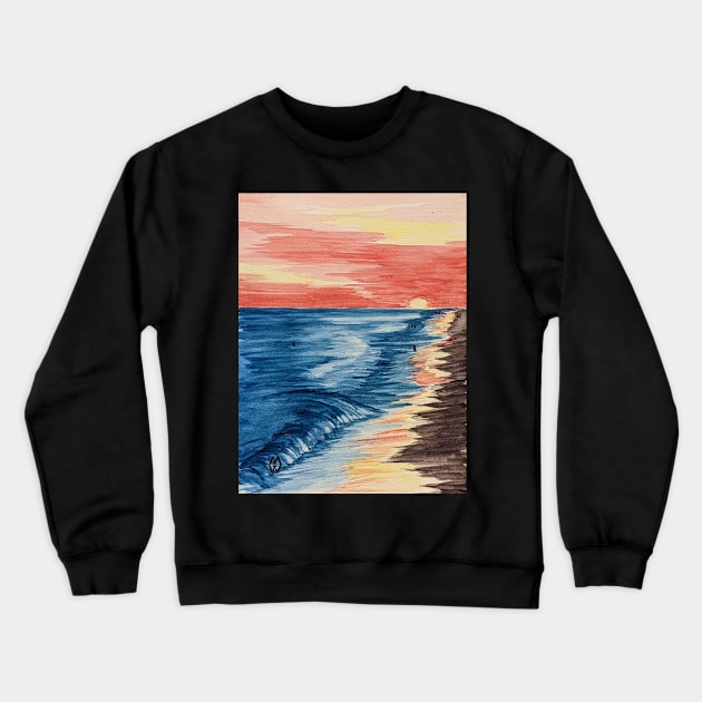 Swimmers at the beach at sunset Crewneck Sweatshirt by Matt Starr Fine Art